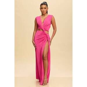 NEW LUXXEL don't get it twisted cut out maxi dress in pink